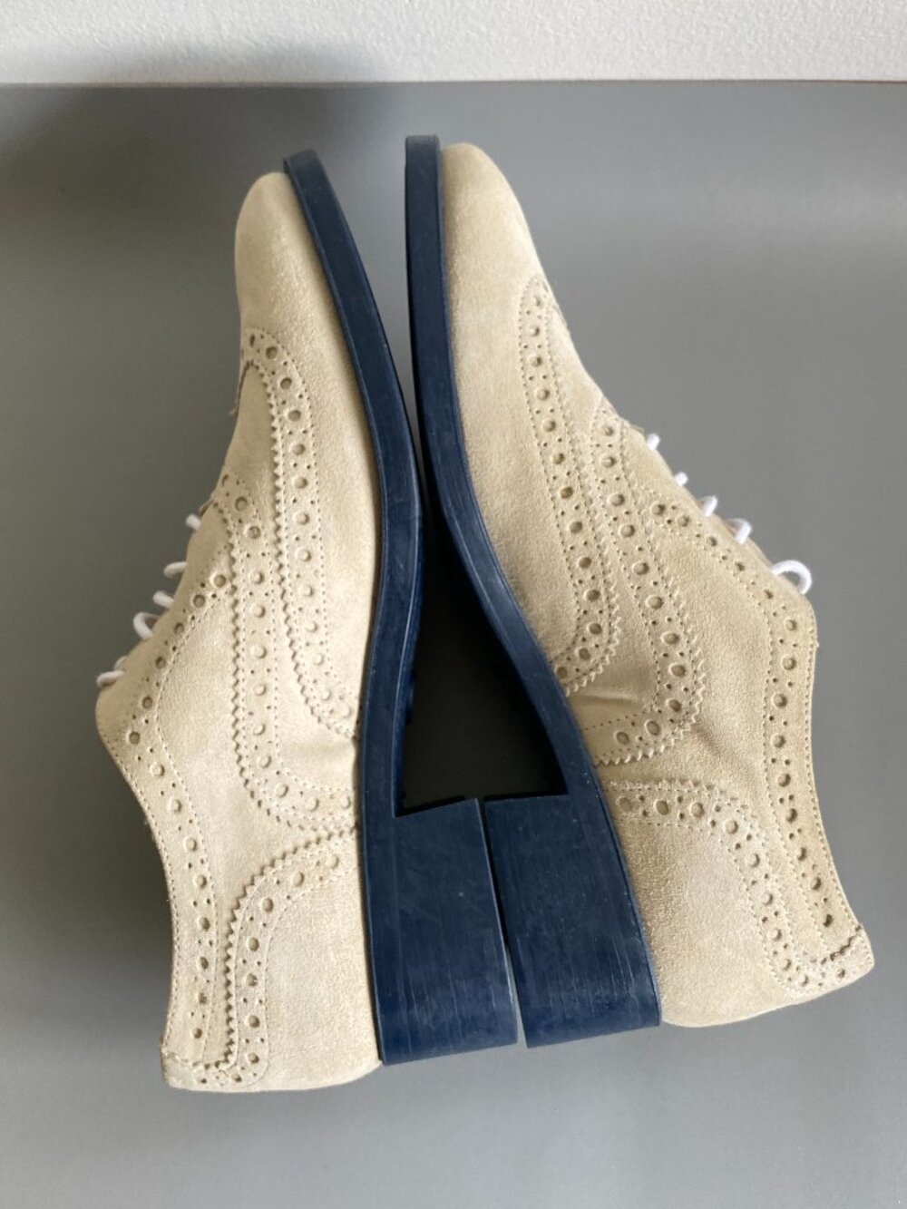 BOEMOS Cream Suede Wingtip Oxfords - Women's Flats & Loafers - Picture 6 of 12